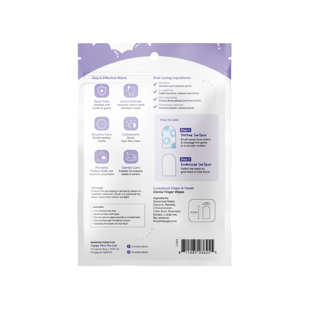 Loveabowl Clean-A-Tooth Dog Dental Wipes Rosemary 50pcs