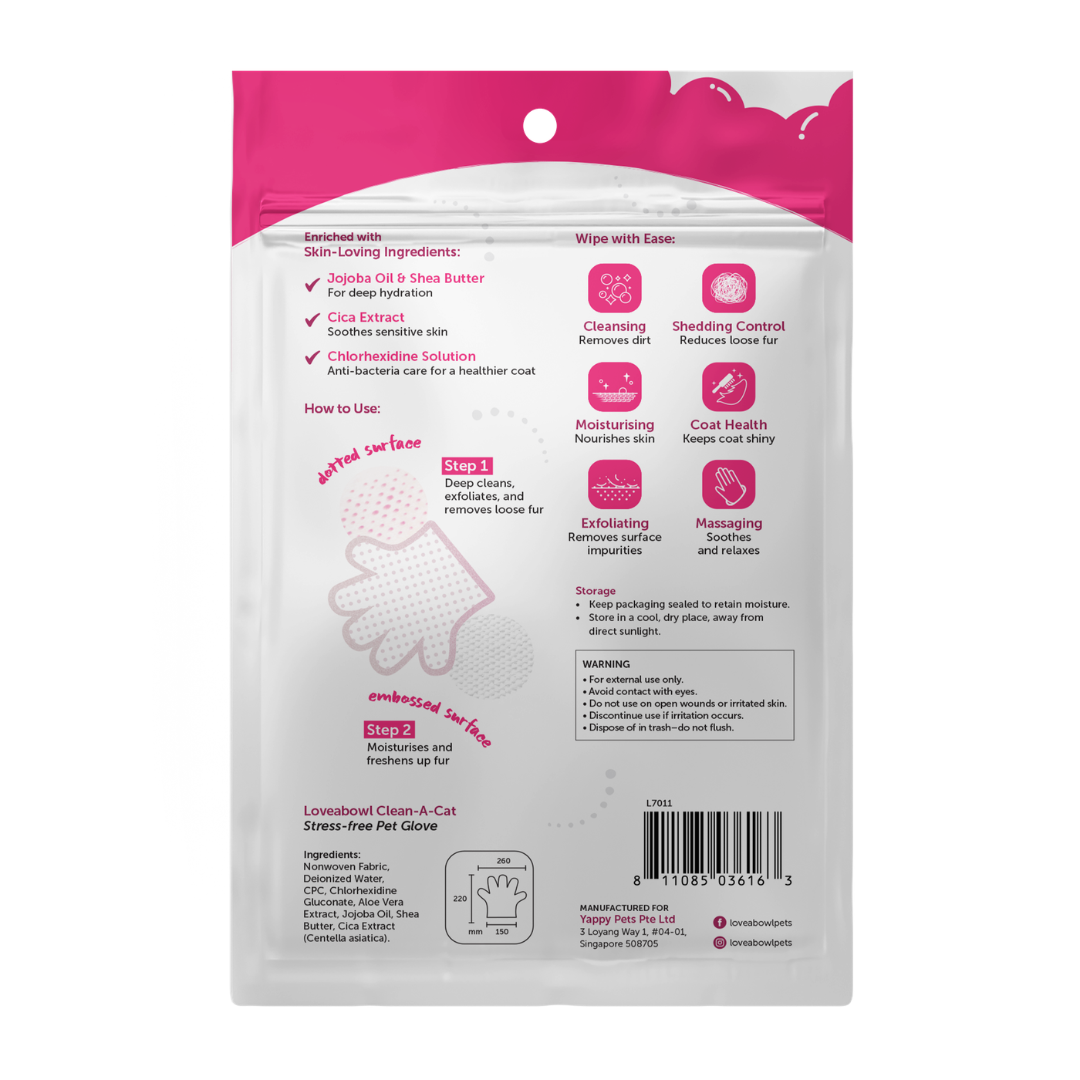 Loveabowl Clean-A-Cat Pet Glove Original Cica 2pcs